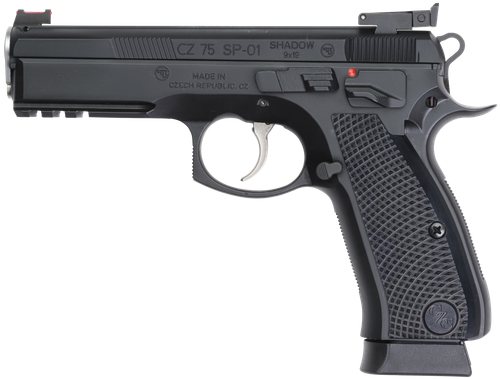 CZ-USA CZ 75 SP-01 Shadow Pistol 91033, 9mm Luger, 4.60in, Black Checkered Aluminum, Black Polycoat Finish, 17 Rds