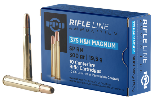 Prvi Partizan Rifle Ammunition PP375S, 375 H&H Mag, Soft Point Round Nose, 300 gr, 2530 fps, 10 Rd/Bx