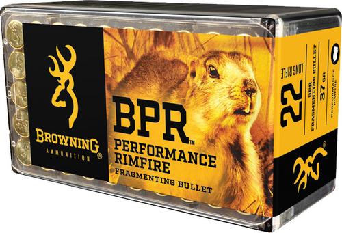 Browning BPR Performance Rimfire Ammunition B194122050, 22 LR, Fragmented Hollow Point (FHP), 37 GR, 1400 fps, 50 Rd/bx