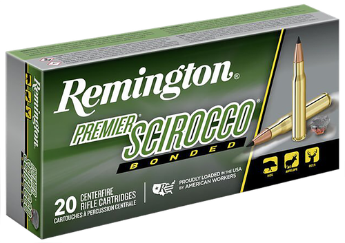 Remington Premier Rifle Ammunition PRSC3006B, 30-06 Springfield, Swift Scirocco Bonded, 180 GR, 2700 fps, 20 Rd/bx