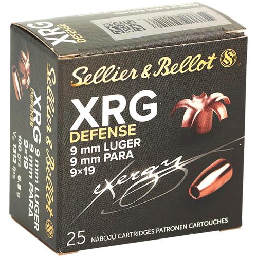 Sellier & Bellot Pistol Ammunition SB9XA, 9mm Luger, Solid Copper Hollow Point, 100 gr, 1312 fps, 25 Rd/Bx