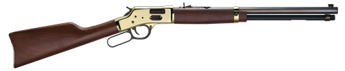 Henry Side Gate Lever Action Rifle, 357 Mag/38 Spl, 20" Octagon, Walnut Stock, Polished Brass Rec, 10Rd