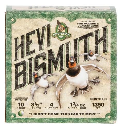 HEVI-Shot Hevi-Bismuth Waterfowl Shotshells HS15504, 10 Gauge, 3-1/2", 1350 fps, #4 Shot, 25 Rds/bx