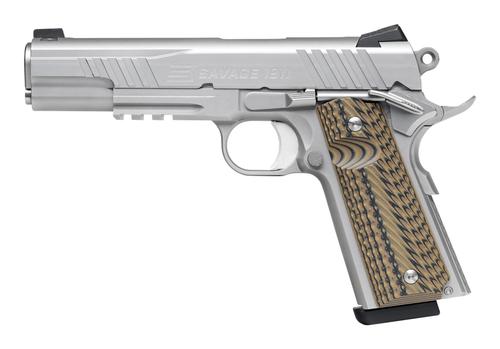 Savage 1911 Government Pistol 67209, 9mm Luger, 5in, Hyena Brown G10 Grips, Stainless Finish, 10 Rds