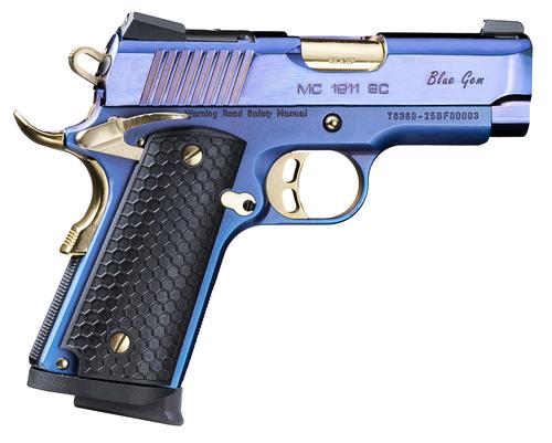 EAA MC1911SC Optic Ready Pistol 391037, 45 ACP, 3.40in, Black Polymer, Blue Gem PVD  w/Gold Controls Finish, 8 Rds