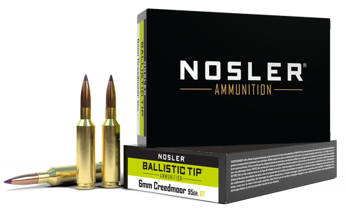 Nosler Ballistic Tip Hunting Rifle Ammunition 40052, 6mm Creedmoor, Ballistic Tip, 95 Gr, 3100 fps, 20 Rds