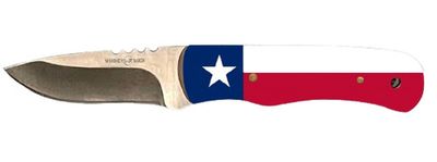 Whiskey Bent Knives Skinner Knife w/Clip Point Blade, God Bless Texas Handle (WB43-02)