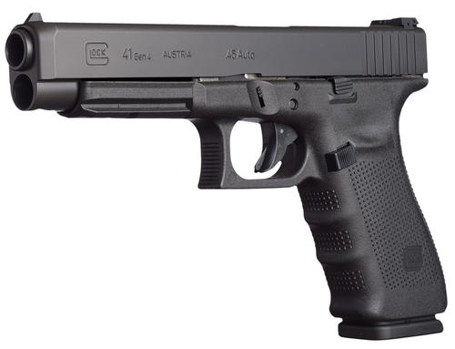 Glock  41 Gen4 Pistol UG4130103, 45 ACP, 5.3", Black Interchangeable Backstrap Grips, Black Finish, 13 Rds