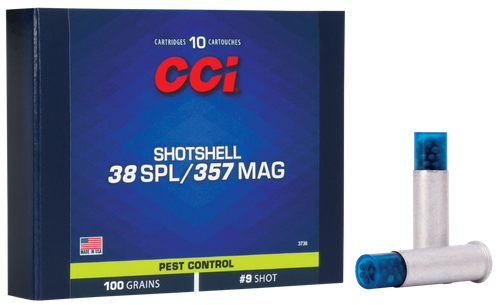 CCI Pest Control ShotShells 3738, 357/38 Special, #9 ShotShell, 100 GR, 1000 fps, 10 Rd/bx
