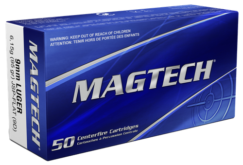 Magtech Sport HuntingPistol Ammunition 9D, 9mm, Jacketed Soft Point (SP), 95 GR, 1345 fps, 50 Rd/bx