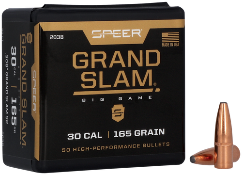 Speer 30 Caliber 165 Grain Grand Slam Protected Point 50/Box (2038), Not Loaded