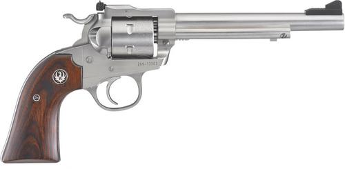 Ruger Blackhawk Bisley Revolver 0680, 22 Long Rifle (LR), 6.5 in, Hardwood Grips, Stainless Finish, 6 Rds