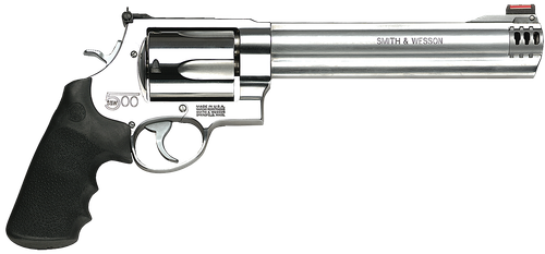 Smith & Wesson 500 Revolver 163501, 500 S&W, 8 3/8", Rubber Grip, Satin Stainless Finish, 5 Rd, HiViz Sights