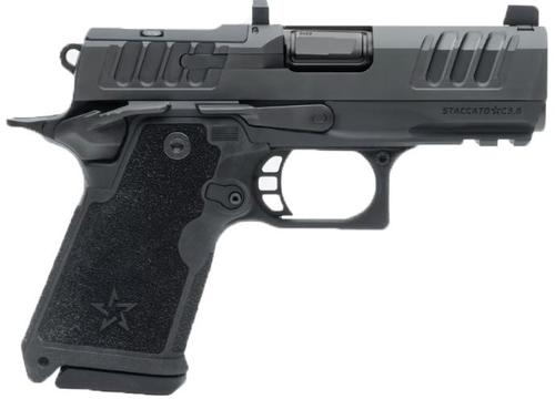 Staccato HD C3.6 2011 Preferred Package Pistol 20-2601-000107, 9mm, 3.6", Textured Polymer Grips, DLC Black Finish, DLC Barrel, Optic Ready, 15 Rds