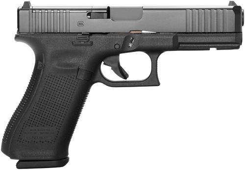 Glock 17 Gen5 MOS Pistol w/Front Serrations PA175S203MOS, 9mm, 4.49 in, Black Polymer Grip, Black Finish, 17 Rds
