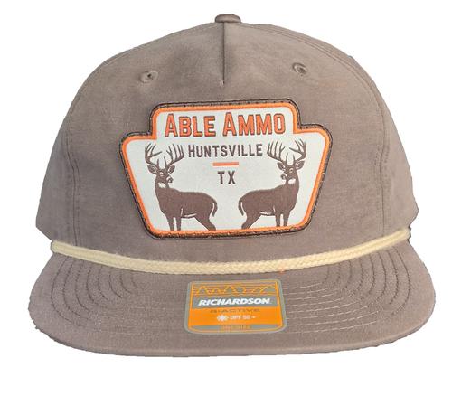 Able's Cap 256 Umpqua Dark Mocha, Khaki Rope Hat, Deer Logo (AC256MKRDEER)