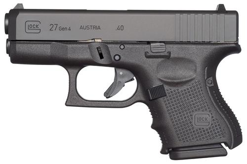 Glock G27 Gen 4 Pistol UG2750201, 40 S&W, 3.4", Black Interchangeable Backstrap Grips, Black Finish, 9 Rds