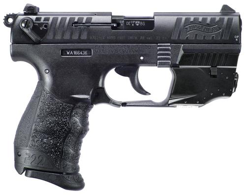 Walther P22 Q Pistol 5120729, 22 LR, 3.42", Laser Frame, Interchangeable Backstrap, Black Finish, 10 Rds