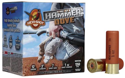 HEVI-Shot HEVI-Hammer Dove Shotshells HS29137, 12 Gauge, 3", 1 oz, 1350 fps, #7 Shot, 25 Rds/box
