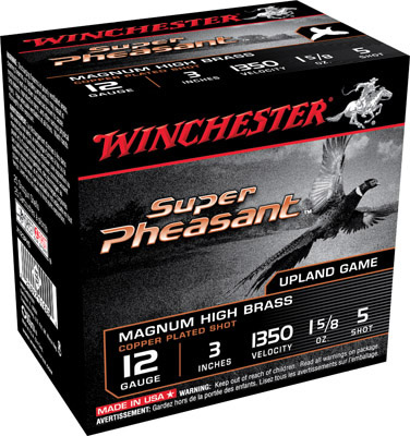 Winchester Super Pheasant Copperplated Loads X123PH5, 12 Gauge, 3 in, 1-5/8 oz, 1350 fps, #5 Lead Shot , 25 Rds/Bx