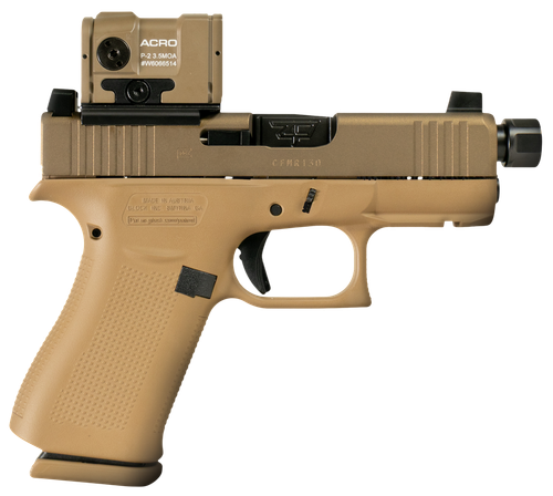 Glock G43X MOS w/Aimpoint Pistol, 9mm, 3.41in, Textured Polymer Grips, Flat Dark Earth Cerakote Finish, 10 Rds