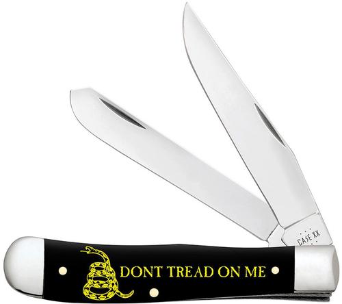 Case Black Synthetic Trapper "Don't Tread on Me" Pocket Knife w/Clip (06090)