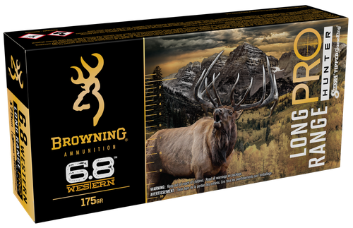 Browning Long Range Pro Hunter Rifle Ammunition B192500682, 6.8 Western, Sierra GameKing, 175 GR, 2835 fps, 20 Rd/bx