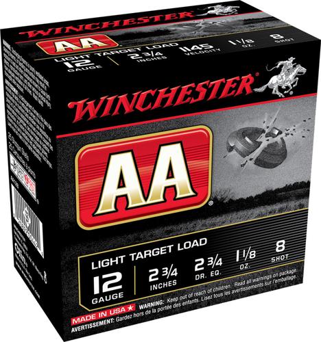 Winchester AA Light Target Value Pack Shotshells AA128VP, 12 Gauge, 2-3/4", 1 1/8 oz, 145 fps, #8 Lead Shot, 100 Rds/box
