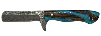 Whiskey Bent Knives Bullcutter Knife  Damascus Blade, Spring Branch Handle (WB40-60)