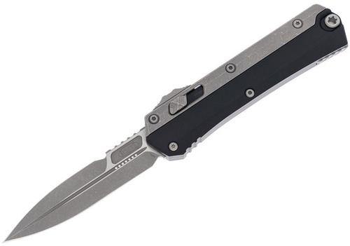 Microtech Glykon Bayonet OTF Automatic Knife, Apocalyptic Edge, Black w/Bead Blast Overlay (184-10AP)