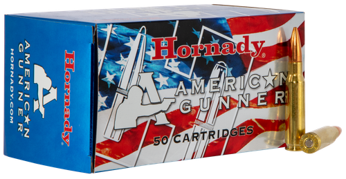 Hornady American Gunner Rifle Ammunition, 308 Winchester, Hollow Point, 155 GR, 2700 fps, 50 Rd/bx