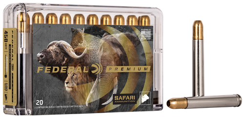 Federal Premium Cape-Shok Rifle Ammunition P458T3, 458 Winchester Mag, Trophy Bonded Sledgehammer, 500 GR, 1950 fps, 20 Rd/bx