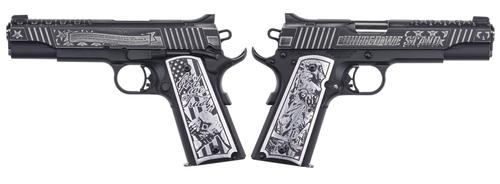 Auto-Ordnance Corp 1911 United We Stand Edition Pistol 1911TCAC5N, 45 ACP, 5in, Custom Engraved Aluminum Grips, 7 Rds