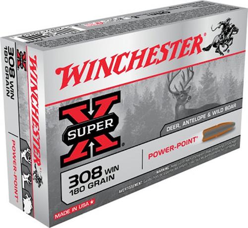 Winchester Power Max Bonded Rifle Ammunition, 308 Winchester (7.62 NATO), Power Max Bonded, 180 GR, 2620 fps, 20 Rd/bx