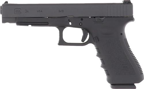 Glock G34 Gen3 Competition Pistol G3417US, 9mm Luger, 5.31", Finger Grooved Grips, Matte Black Finish, 17 Rds