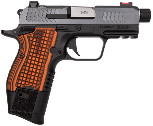 Kimber CDS9 Optic Ready Pistol 3600004, 9mm Luger, 3.64in, nc 3600004 CDS9  9mm 15rd 3.64" Black KimPro II Optic Ready Stainless Steel Slide Gray KimPro II G10 Grips, Kimpro II Black Finish, 15 Rds