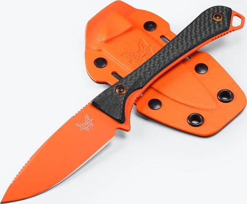 Benchmade Altitude Fixed Knife w/Orange Coated Stainless Steel Drop Point Blade, Carbon Fiber Handle, Sheath (15201OR)