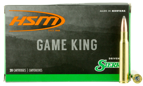 HSM Game King Rifle Ammunition 300641N, 30-06 Springfield, Spitzer Boat Tail, 180 GR, 20 Rd/Bx