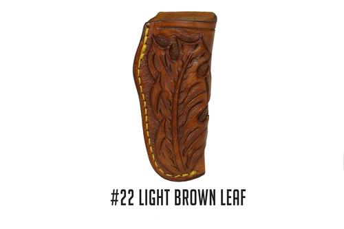 A&M Leatherwork Handmade Case Trapper Knife Sheath, Light Brown, Leaf Engraving (AMLW22LELB)