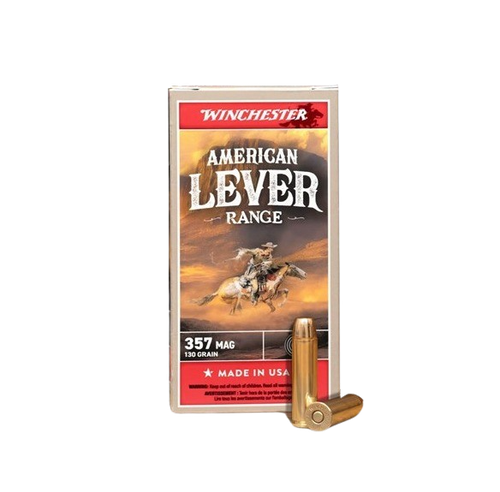 Winchester American Lever Range Pistol Ammunition, 357 Magnum, Full Metal Jacket (FMJ), 130 GR, 1510 fps, 50 Rds/Bx
