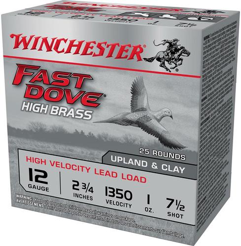 Winchester Fast Dove High Brass Game Load WFD127B, 12 Gauge, 2-3/4", 1 oz, 1350 fps, #7.5 Lead Shot, 25 Rds/Bx