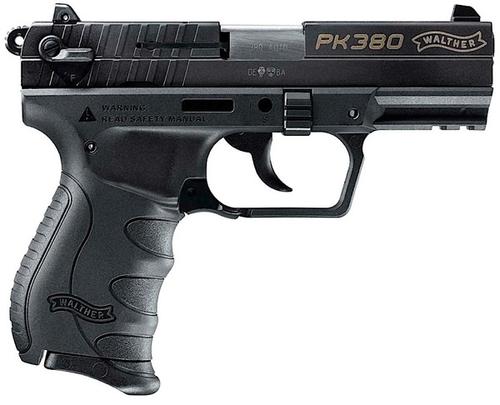 Walther PK380 Pistol 5050308, .380 Auto, 3.66 inches, Synthetic Grip, Black Finish, 3 Dot Steel, Drift-Adjustable Rear