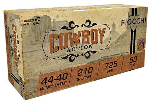Fiocchi Shooting Dynamics Cowboy Ammunition 4440CA, 44-40 Winchester, Lead Round Nose Flat Point, 210 GR, 820 fps, 50 Rd/bx