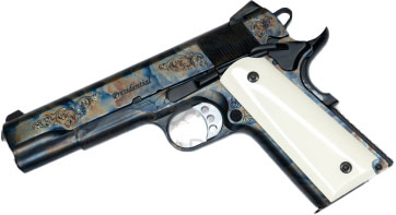 Custom & Collectible Presidential Edition Springfield 1911 CNCPRES45, 45 ACP, 5", Ivory Grips, Case Hardened Finish, 8 Rds