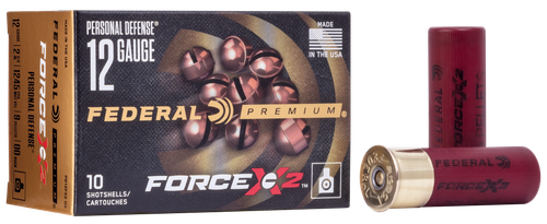 Federal Premium Force X2 Shotshells PD12FX200, 12 Gauge, 2-3/4", 00 Buck, 9 Pellets, 1145 fps Shot, 10 Rds/bx