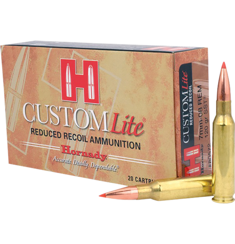 Hornady Custom Lite Rifle Ammunition 80572, 7mm-08 Remington, SST, 120 GR, 2675 fps, 20 Rd/bx