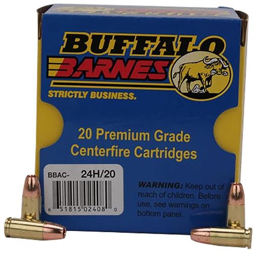 Buffalo Bore Lead-Free Pistol Ammunition 24H/20, 9mm, Barnes TAC-XP, 115 GR, 1400 fps, 20 Rd/Bx