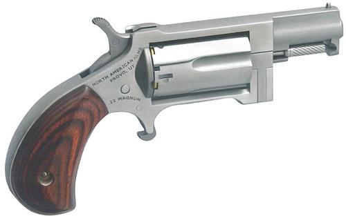 North American Sidewinder Revolver North AmericanSWC, 22 Magnum/22 LR, 1 5/8 in, Wood Grip, Stainless Finish, 5 Rd