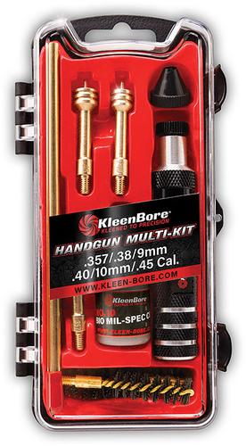 KleenBore HMK3845 Multi-Pistol Cleaning Kit, Multi-Caliber Handgun, Black/Red