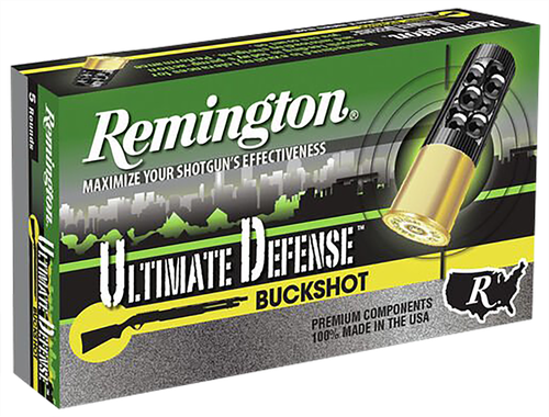 Remington Ultimate Defense Shotshells 20637, 12 Gauge, 2-3/4", 21 Pellets, #4 Lead Buckshot, 5 Rds/bx